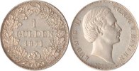 Bayern 1 Gulden Bayern, 1 Gulden, Ludwig II., 1871, vz, kl. Rdf