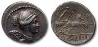 ROMAN REPUBLIC Denarius AR silver denarius T. Carisius, 46 B.C., Rome