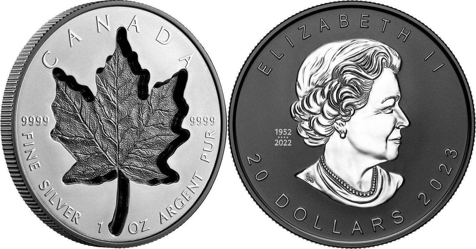 Canada Maple Leaf Super Incuse Black Rhodium Reverse Proof Oz