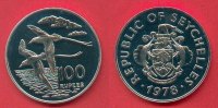 Seychellen 100 Rupien 1978 Stempelglanz Br...