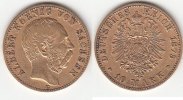 Deutsches Kaiserreich, Sachsen 10 Mark Deutsches Reich, Sachsen, Albert (1873-1902): 10 Mark 1875 E