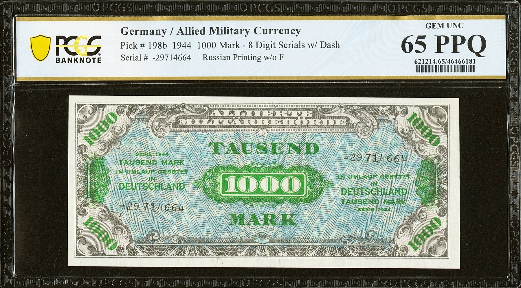 Germany Allied Military Currency 1000 Mark 1944 Pick 198b GEM UNC