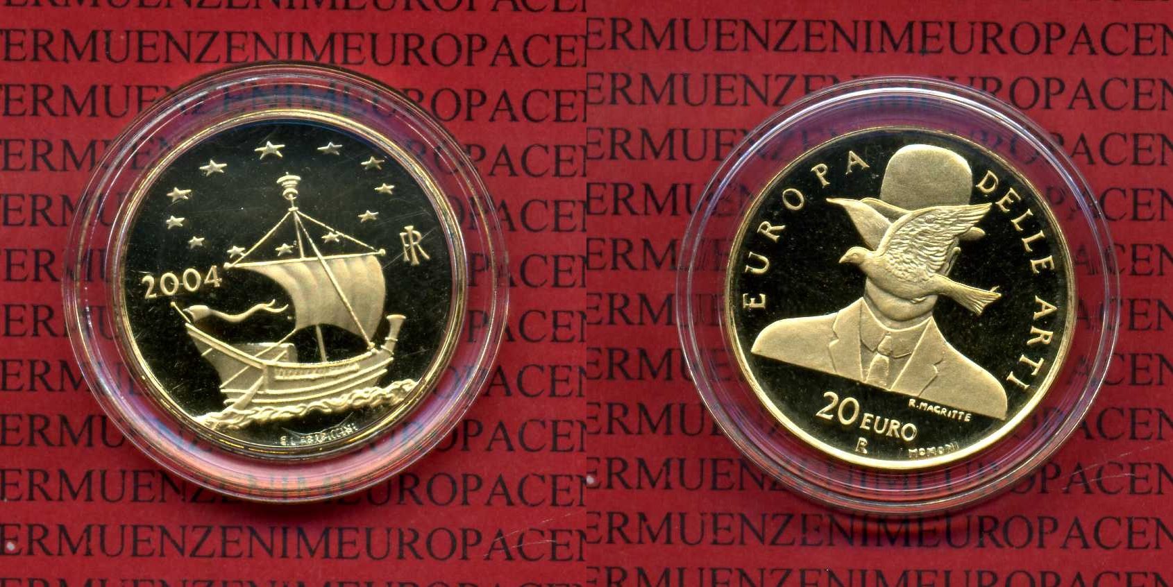 Italien, Italy Italien 20 Euro Gold 2004, Europa der Künste 20 Euro Gold 2004 proof with capsule * 