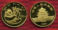 China 100 Yuan Panda, 1 Unze 1984 Stempelg...