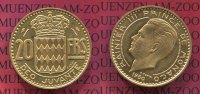 Monaco 20 Francs Goldmünze 1950 fast Stemp...