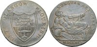 BRITISCHE TRADE TOKEN Cu Halfpenny Token 1791 Gutes sehr sch&ouml;n GLASGOW 53.03 &pound; 