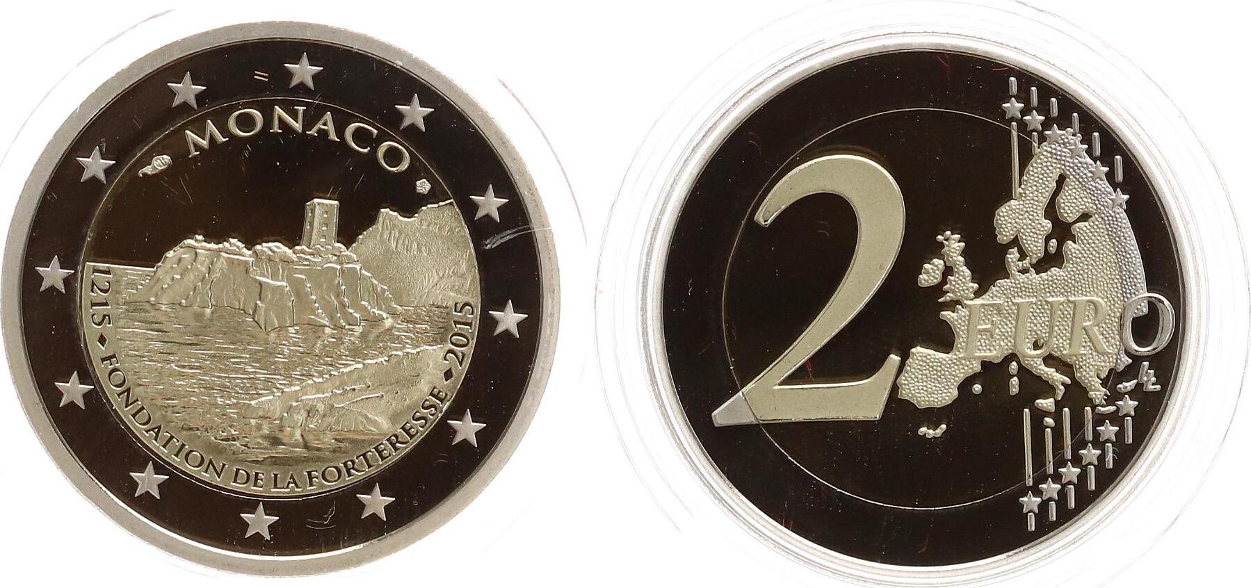 Monaco 2 Euro 2015 800 Jahre Schloss Am Felsen Forteresse Proof MA