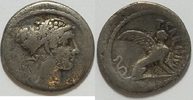 Römische Republik AR Denar T. Carisius Sphinx Aphrodisische Sibylle Herophile