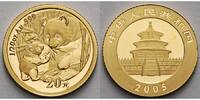 China 20 Yuan,<br>1,55g fein<br>14 mm Ø Panda-Bären, 1/20 oz, 999 Gold in Kapsel