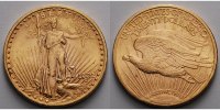 USA 20 $<br> 30,09g<br>fein<br>34 mm Liberty, ohne Münzzeichen Philadelphia 1922 Gold (Saint Gaudens Double Eagle)