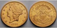 USA 20 $<br> 30,09g<br>fein<br>34 mm Liberty, ohne Münzzeichen, Philadelphia 1904 Gold, (Coronet Head Double Eagle)