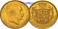 Dänemark 20 Kronen, 8,06g <br>fein Christian der X., 1912-1947, Wappen auf gekröntem Wappenmantel, -Archivbild-