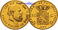 Niederlande 10 Gulden,<br> 6,06g <br> fein <br>22,5 mm Ø William III, 1849-1890, Gold, -Archivbild-