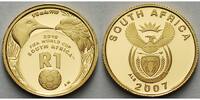 Süd-Afrika 1/10 oz.<br>3,11<br>fein<br>1 Rand<br>16,5 mm Ø Fußball Weltmeisterschaft 2010 in Südafrika, inkl. Kapsel & Zertifikat & Etui