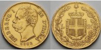 Italien 20 Lire, 5,80g <br>fein Umberto I.,1878 - 1900, 1882 R (Rom)
