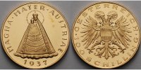 Österreich 100 Schilling<br>21,17g fein<br>33 mm Ø, Madonna von Mariazell, 1935 - 1938, Gold, <b>seltener Jahrgang,</b>