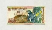 Reserve Bank of New Zealand 5 Dollars P.177a - Sir Edmund Hillary - Ansicht von Campbell Island Hoiho Gelbaugenpinguin -