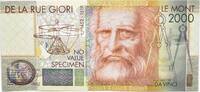 Italien Test Note Specimen Test Note, LEONARDO DA VINCI BANCONOTA SPECIMEN -