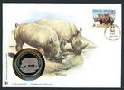Swasiland 1993 Numisbrief Medaille Nashörner 30 Jahre WWF, CuNi PP -