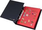 Safe Compact Ringbinder Blau mit 2 roten Samttafeln für 80 Pin's Nr. 7908 Neu -