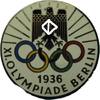 Bronzeanstecker Olympische Spiele 1936 Berlin farbig emailliert von Osang -