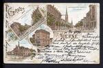 AK Herne 1896 Hotel Schlenkhoff, Bahnhofstrasse, Postamt -