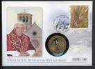 Italien Numisbrief 2007 Medaille Papst Benedikt XVI. Besuch in Assisi -