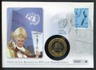 Vatikan Numisbrief 2008 Medaille Papst Benedikt XVI. besucht UNO -