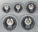 500 SOMONI TAJIKISTAN SILVER PROOF 5 COINS SET 10 -  2021 YEAR SHANGHAI BOX COA