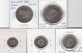 1 PESO 1983 DOMINICAN REPUBLIC - 5 DIF UNC COINS SET 0.05 -  YEAR HUMAN RIGHTS