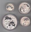 50 CENTS 2002 SOUTH AFRICA SILVER PROOF 4 DIF COINS SET 5 -  YEAR ELEPHANT PS200