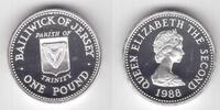 1 POUND 1988 JERSEY - SILVER  PROOF COIN YEAR KM#73a TRINITY
