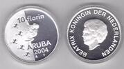 10 FLORIN 2004 ARUBA - SILVER PROOF  COIN YEAR KM#30 FROG + COA