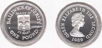 1 POUND 1989 JERSEY - RARE SILVER PROOF  COIN YEAR KM#75a ST MARY