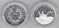 LIRA 2005 TURKEY -SILVER PROOF 20 NEW  COIN YEAR KM#1183 ANIMALS FIVE TOED JERBOA