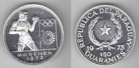 150 GUARANIES 1973 PARAGUAY - RARE  SILVER PROOF COIN YEAR KM#37 BOXER MUNICH