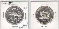 1972 TRINIDAD & TOBAGO – SILVER 5$ PROOF COIN YEAR KM#15 10th INDEPENDENCE BIRD