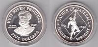 1992 HUTT RIVER PROVINCE - SILVER PROOF 5$ COIN YEAR BASEBALL HARRY WRIGHT