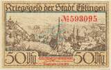 Kleingeld 1914-1922 50 Pf. Esslingen , Notgeld 50 Pfennig Schein unc-kfr. Ti.1805.05.01 , Württemberg 1917 1 to 1-