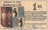 Seriennotgeld Deutschland Notgeld Rietberg 1 Mark Notgeld Stadt Rietberg 1123.1 , 1 Mark Schein in kfr. von 1921 , Westfalen -