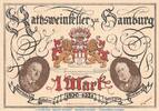 Serienscheine DE 1 Mk. Notgeld Ratsweinkeller Hamburg 548.1 , 1 Mark Schein in kfr. von 1921 , Hamburg -