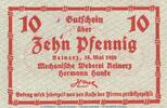 DE 10 Pf. Notgeld Hermann Hanke Reinerz , 10 Pfennig Schein in kfr. Tieste 6005.05.20 SLN -