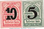 Notgeld DE 2 Scheine kpl. Notgeld Rostocker Bank , Set mit 2 Scheinen in kfr. Tieste 6220.15.10-11 1920 -