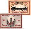 Notgeld DE 2 Scheine kpl. Brieg Notgeld , Set mit 2 Scheinen in kfr. Tieste 0930.15.15-16 von 1921 SLN -