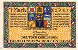 Serienscheine DE 1 Mk. Notgeld der Gemeinde Holnis , 1 Mark Schein in kfr. M/G 624.1.a -