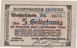 Großnotgeld 5 Gold Pf. Schiffbeck , Banknote 5 Gold Pfennig Schein in F-kfr. Müller 4290.13 Wertbeständ -