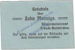 Notgeld De 10 Pf. Erbach Reiskirchen , Notgeld 10 Pfennig Schein in kfr. Tieste 1740.05.05 , Pfalz -