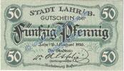 Kleingeld 1914-1922 50 Pf. Lahr , Notgeld 50 Pfennig Schein in kfr. Tieste 3810.05.45 , Baden von 1920 -