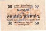Notgeld De 50 Pf. Helmbrechts , Notgeld 50 Pfennig Schein in kfr. Tieste 2925.05.07 , Bayern 1917 -
