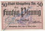 Notgeld De 50 Pf. Königsberg , Notgeld 50 Pfennig Schein in kfr. Tieste 3590.10.01 , BBG von 1920 -